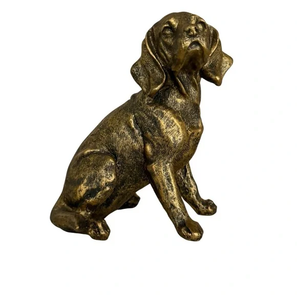 Bronze/gold resin Dog Statue Home Accent - Picture 3 of 9